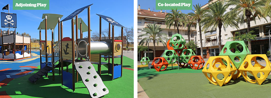 Pirate themed Multi-play unit and PlayCubes climbing frames